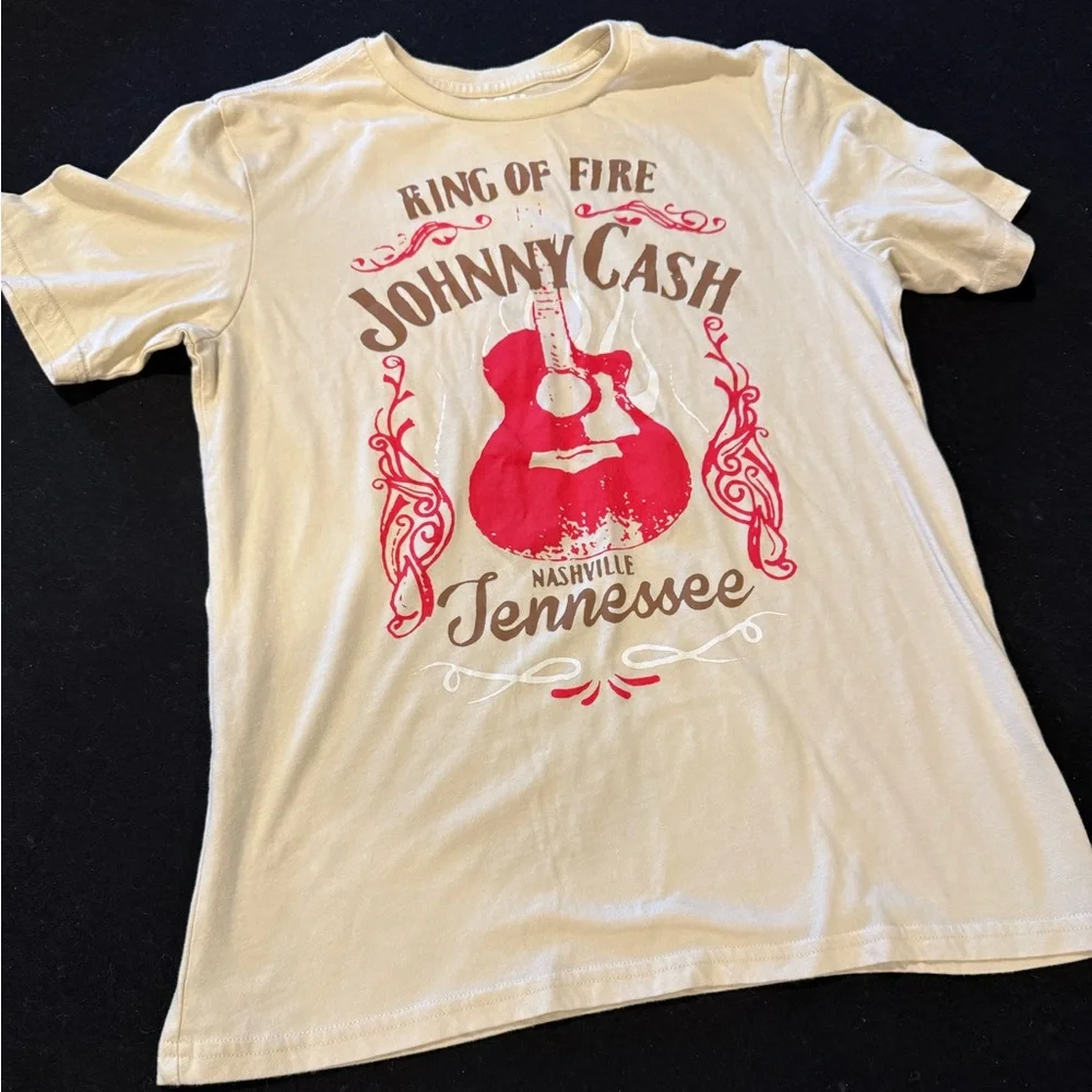 johnny cash Cream Graphic Tee youth xl